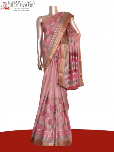 Pure Multi Checks Zari Mysore Crepe Silk Saree